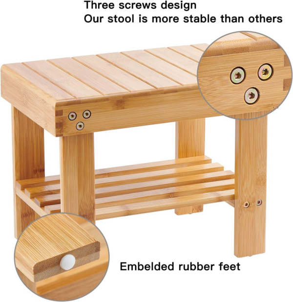 Bamboo Step Stool, Wooden Small Stool - Image 3