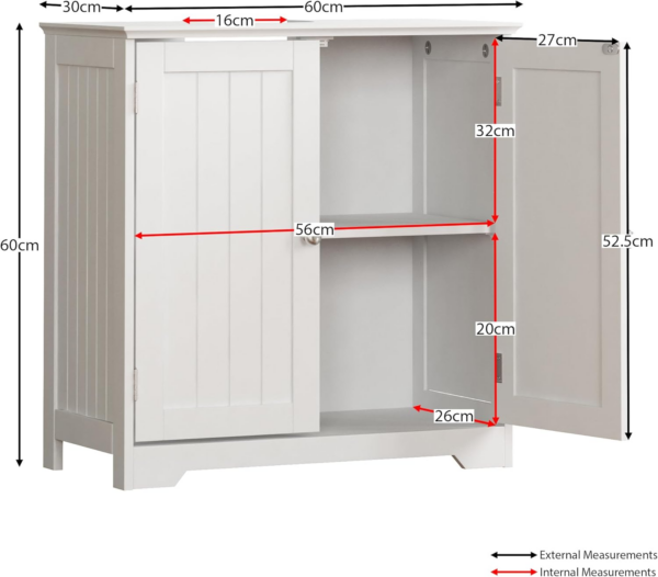 Under Sink Bathroom Cabinet Floor Standing Storage Cupboard Basin Unit - Image 8