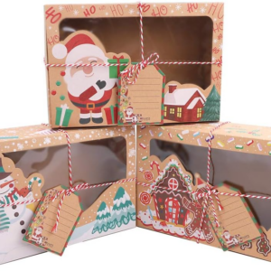 12 Pack Christmas Cookie Boxes with Clear Window Paper Boxes for Christmas Gifts