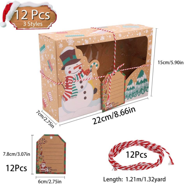 12 Pack Christmas Cookie Boxes with Clear Window Paper Boxes for Christmas Gifts - Image 2