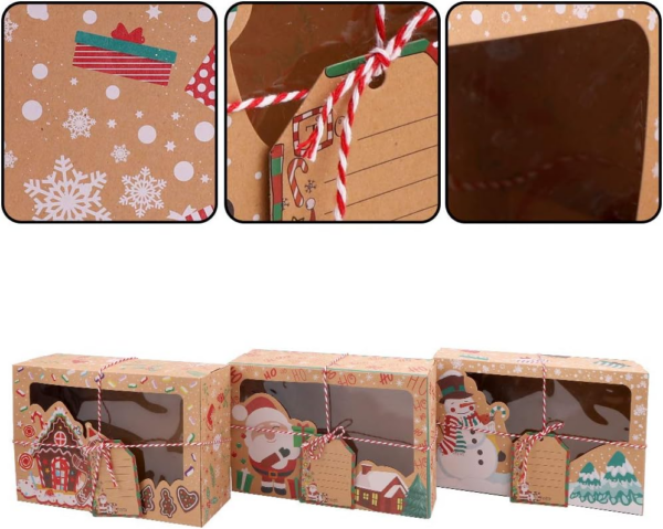 12 Pack Christmas Cookie Boxes with Clear Window Paper Boxes for Christmas Gifts - Image 3