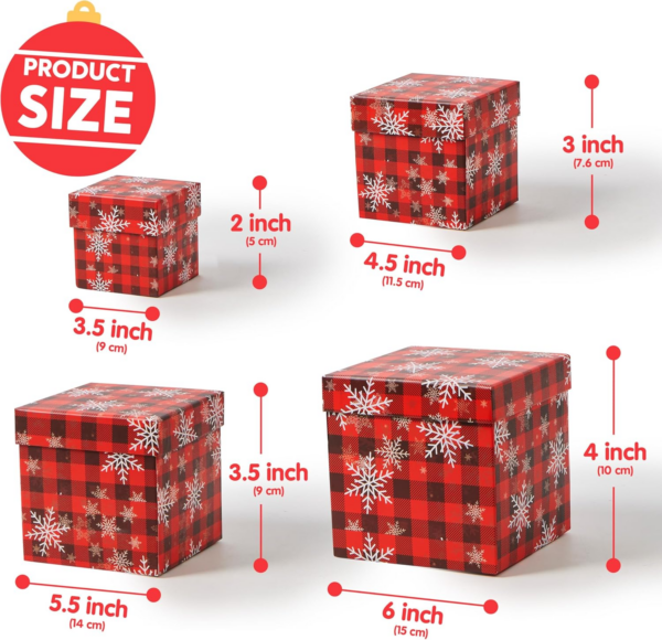 4 Pcs Christmas Gift Boxes Set with Lids - Image 3