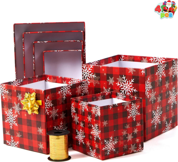 4 Pcs Christmas Gift Boxes Set with Lids - Image 4