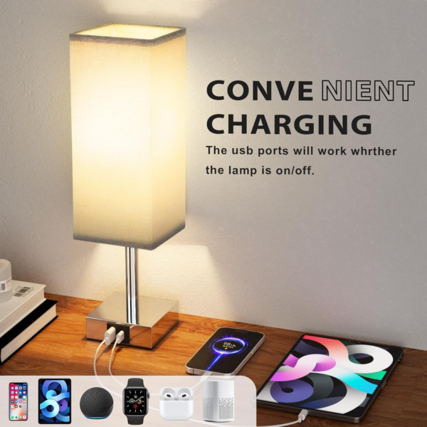 Touch Control Bedside Lamps Set of 2, Touch Lamps with USB-C+A Charging Ports - Image 4