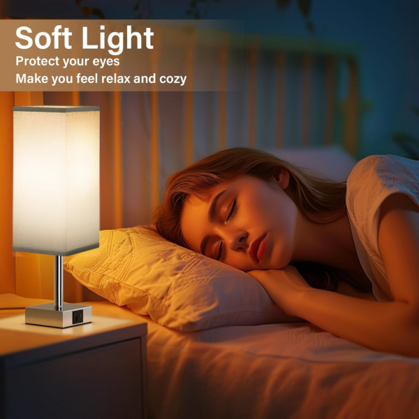 Touch Control Bedside Lamps Set of 2, Touch Lamps with USB-C+A Charging Ports - Image 2