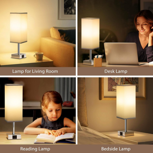 Touch Control Bedside Lamps Set of 2, Touch Lamps with USB-C+A Charging Ports - Image 6