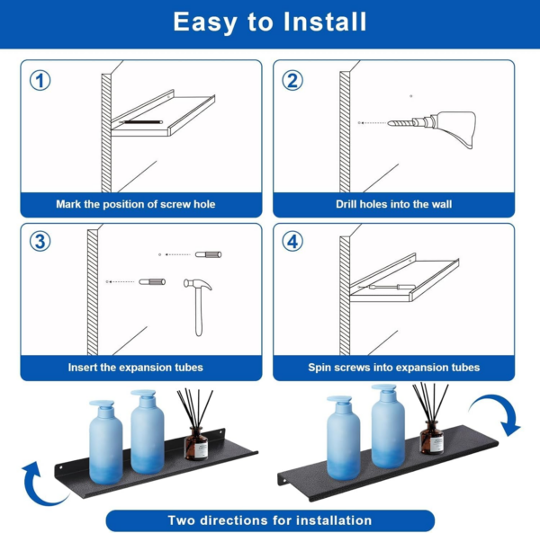 Floating Shelves, Rustic Iron Wall Shelves Set of 6 - Image 4