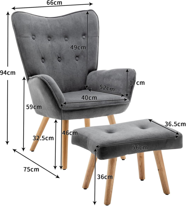 Armchair with Footstool Living Room - Image 6