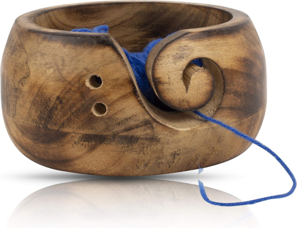 Handcrafted Wooden Yarn Knitting Crochet Bowl