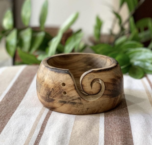 Handcrafted Wooden Yarn Knitting Crochet Bowl - Image 7