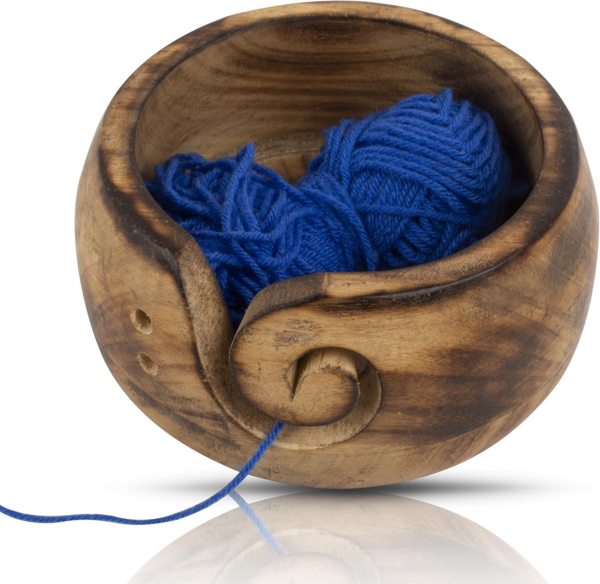 Handcrafted Wooden Yarn Knitting Crochet Bowl - Image 6