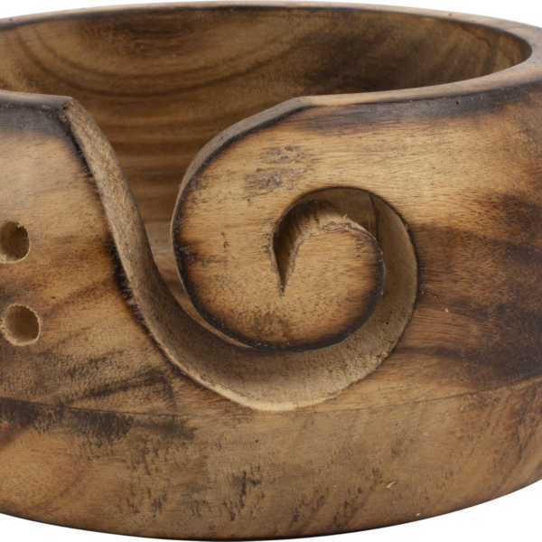Handcrafted Wooden Yarn Knitting Crochet Bowl - Image 3