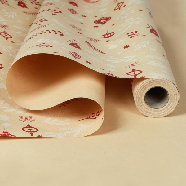 Christmas Wrapping Paper Roll, Recyclable Kraft Paper - Image 5