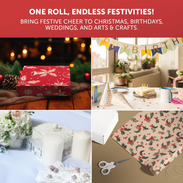 Wrapping Paper Roll - Premium Quality Festive Kraft Paper - Image 3