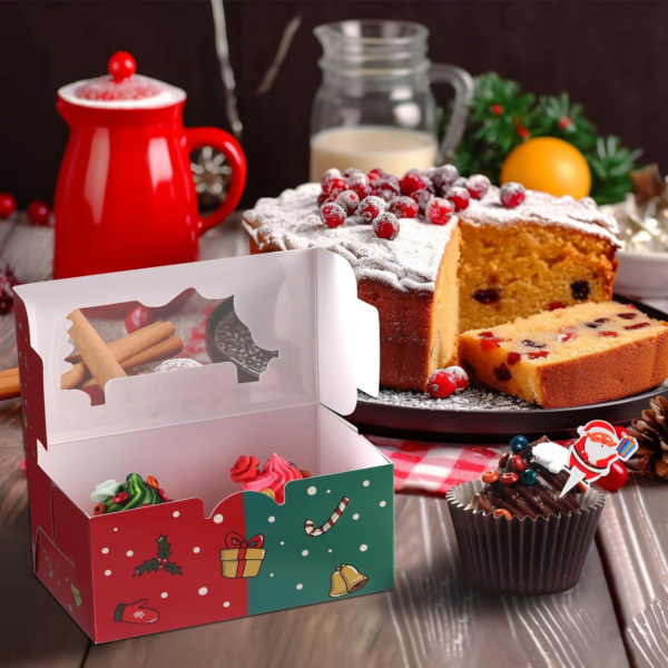 50PCS Christmas Cupcake Boxes 2 Hole Muffin Boxes with Inserts - Image 5