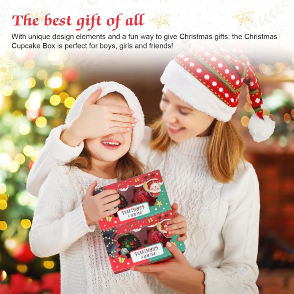 50PCS Christmas Cupcake Boxes 2 Hole Muffin Boxes with Inserts - Image 4