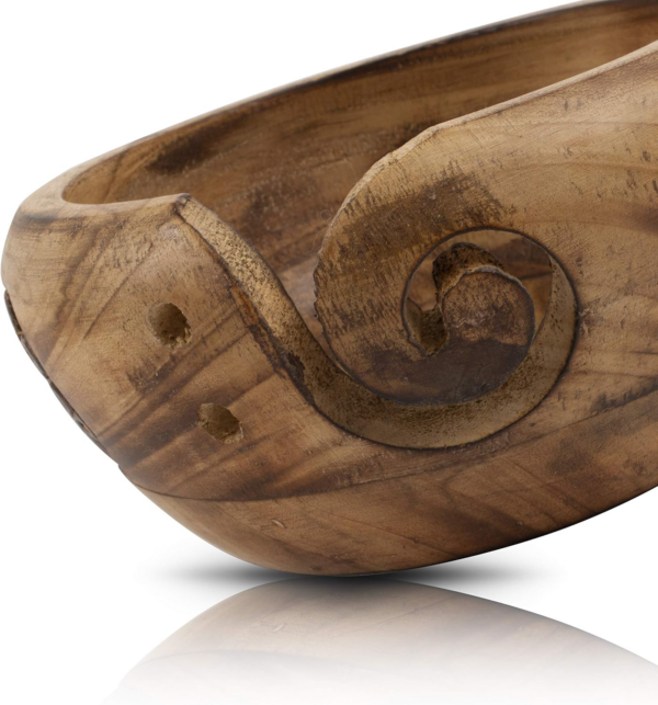 Handcrafted Wooden Yarn Knitting Crochet Bowl - Image 2