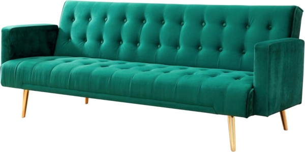 Velvet Three Seater Sofa Bed - Image 4