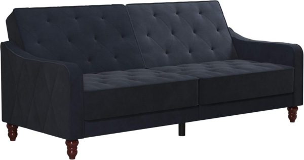 Vintage Tufted Sofabed Blue Velvet - Image 7