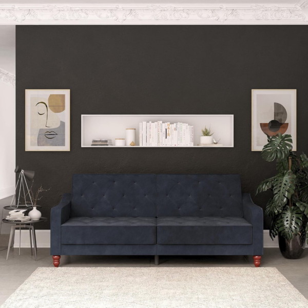 Vintage Tufted Sofabed Blue Velvet