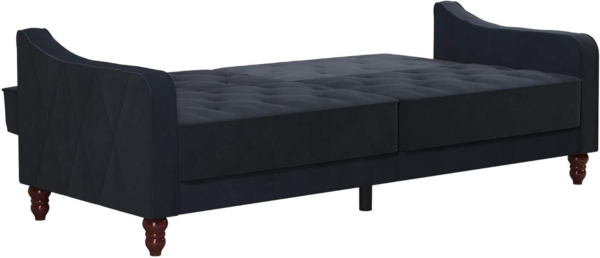 Vintage Tufted Sofabed Blue Velvet - Image 3