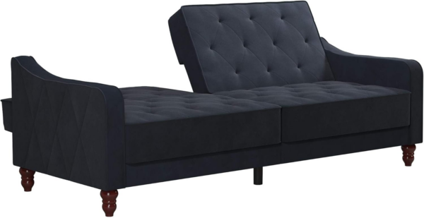 Vintage Tufted Sofabed Blue Velvet - Image 2