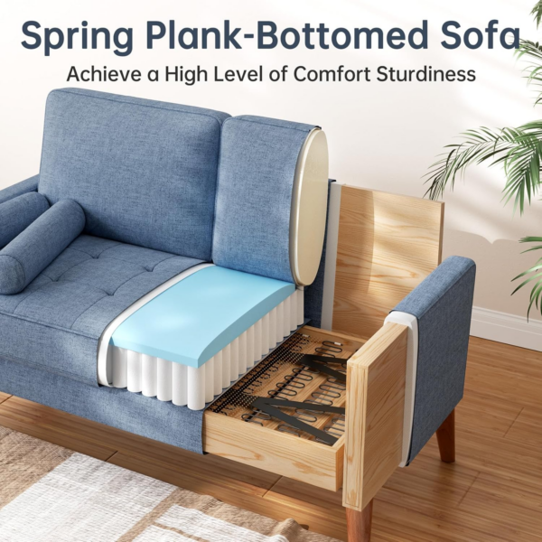 Small 2 Seater Sofa Blue - Image 6