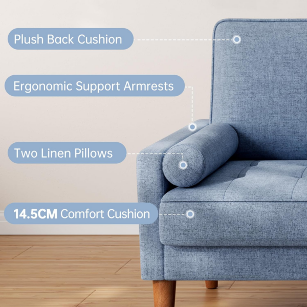 Small 2 Seater Sofa Blue - Image 2