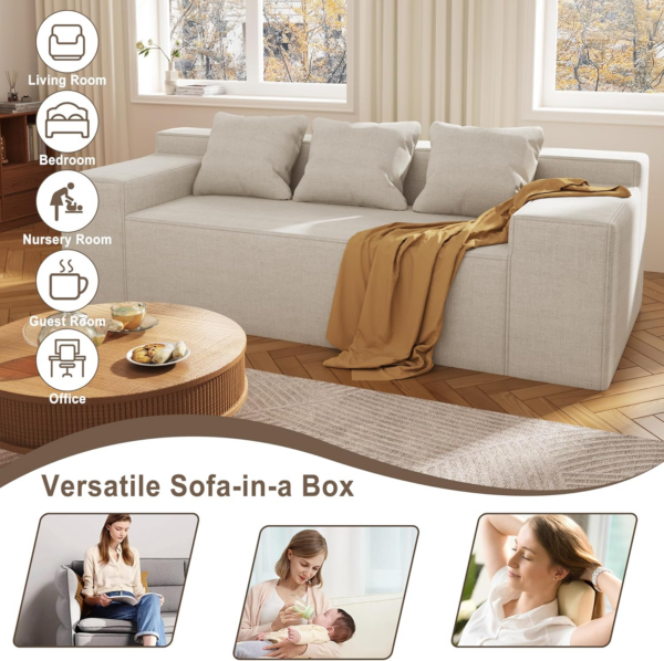 3 Seater Sofa, Sofa in A Box with 3 Couch Pillows - Image 3