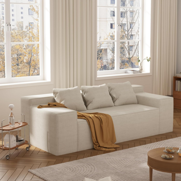 3 Seater Sofa, Sofa in A Box with 3 Couch Pillows