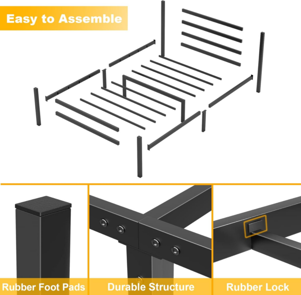 Single Bed Frames with Headboard 3ft Black Metal Small Single Bed Frame - Image 4