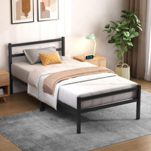 Single Bed Frames with Headboard 3ft Black Metal Small Single Bed Frame