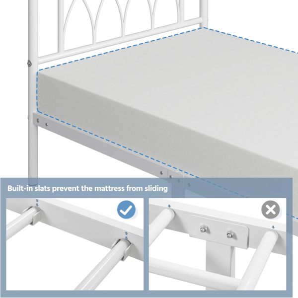 3ft Single Bed Frame Metal Platform Bed with Petal Accented Headboard - Image 6