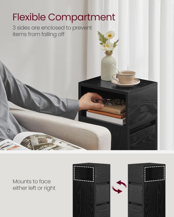 Slim Bedside Tables, Set of 2, Small Narrow Side End Tables with 2 Drawers - Image 5
