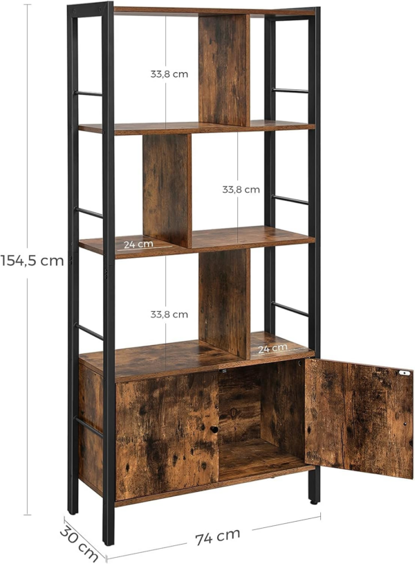 Bookshelf, Storage Shelf, Large Bookcase with Doors - Image 3