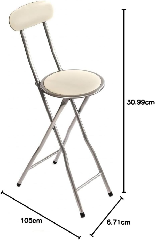White Padded Folding High Chair Breakfast Kitchen Bar Stool Seat - Image 3