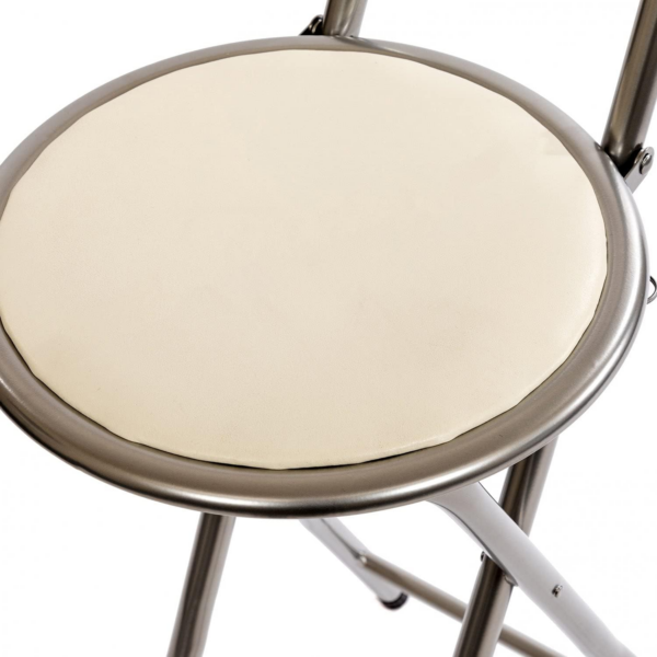 White Padded Folding High Chair Breakfast Kitchen Bar Stool Seat - Image 5