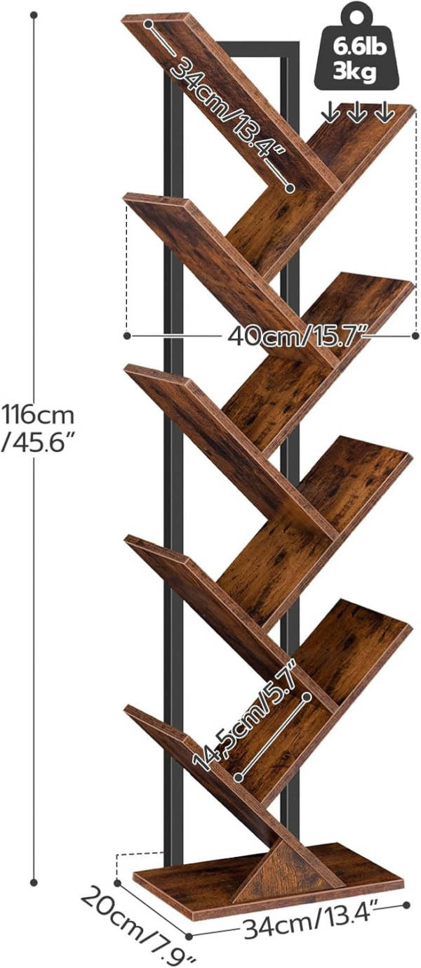 Tree Bookshelf Tall, 9-Tier Floor Standing Book Shelf - Image 3