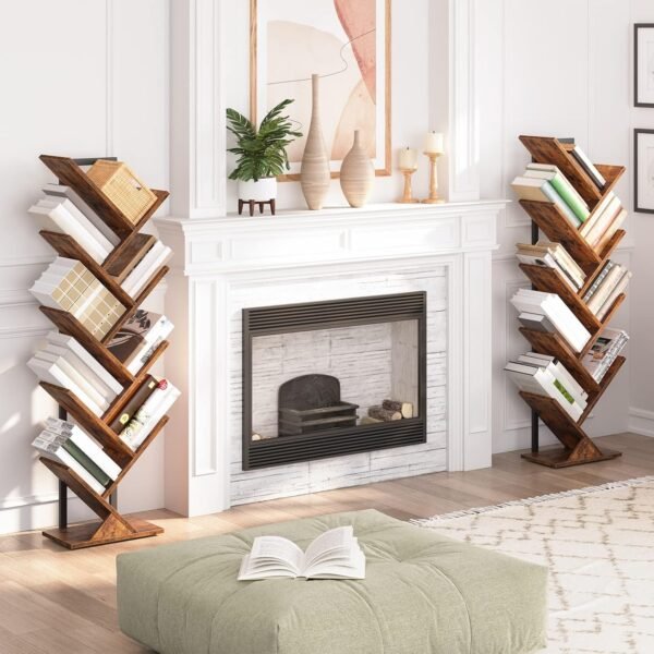 Tree Bookshelf Tall, 9-Tier Floor Standing Book Shelf - Image 9