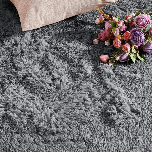 Rugs Living Room - Grey Area Rugs for Bedroom Anti Slip