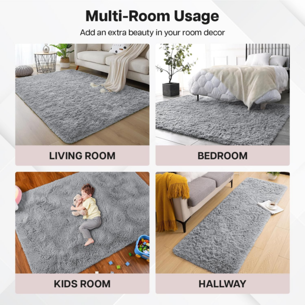 Rugs Living Room - Grey Area Rugs for Bedroom Anti Slip - Image 6