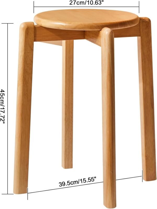 4pcs Solid Wood Round Stool - Image 6
