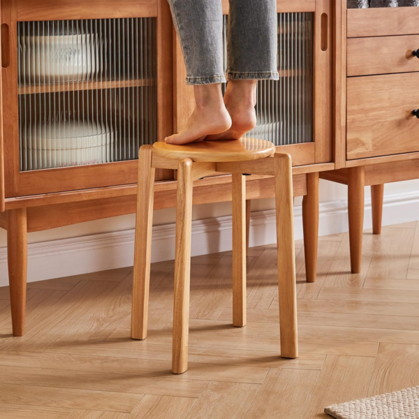 4pcs Solid Wood Round Stool - Image 3