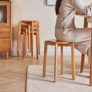 4pcs Solid Wood Round Stool