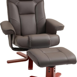 Recliner Chair with Footstool, PU Leather Upholstered Armchair with Adjustable Backrest