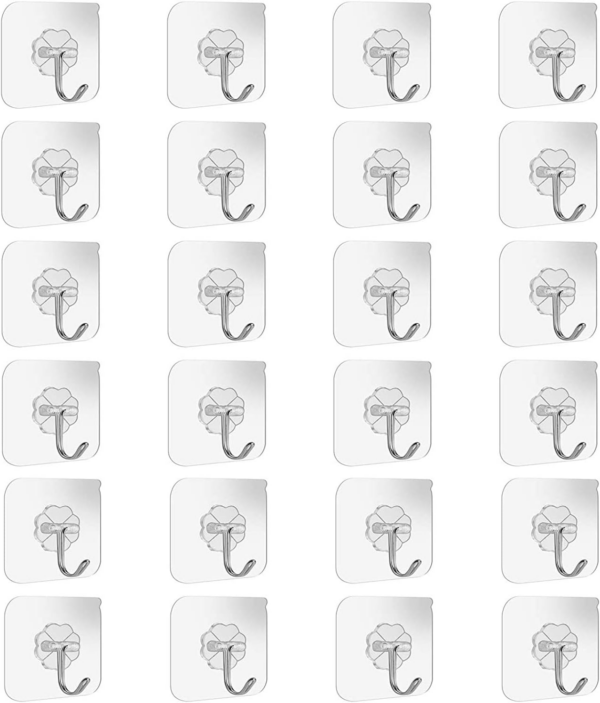 Adhesive Wall Hooks Bathroom Kitchen 24 Packs Heavy Duty