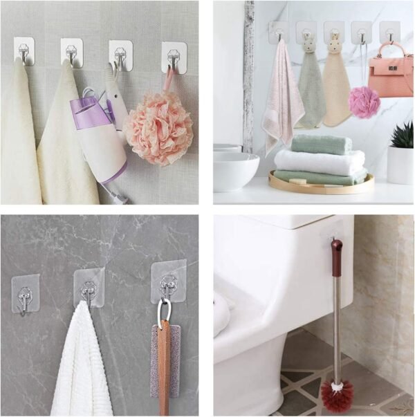 Adhesive Wall Hooks Bathroom Kitchen 24 Packs Heavy Duty - Image 5