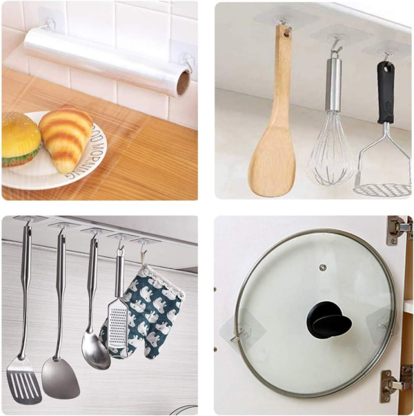 Adhesive Wall Hooks Bathroom Kitchen 24 Packs Heavy Duty - Image 2