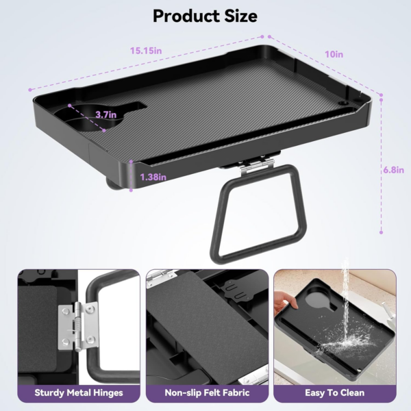 Couch Arm Tray - 5-in-1 Large Capacity Armrest Clip Tray Table with Cup Holder - Image 3