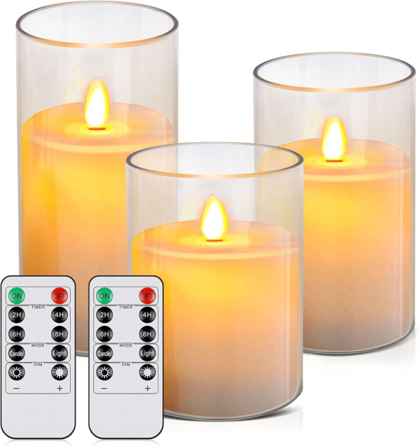 Pack of 3 (Φ 3" x H 4"/5"/6") LED Flameless Battery Operated Candles with Remote and Timer - Image 6